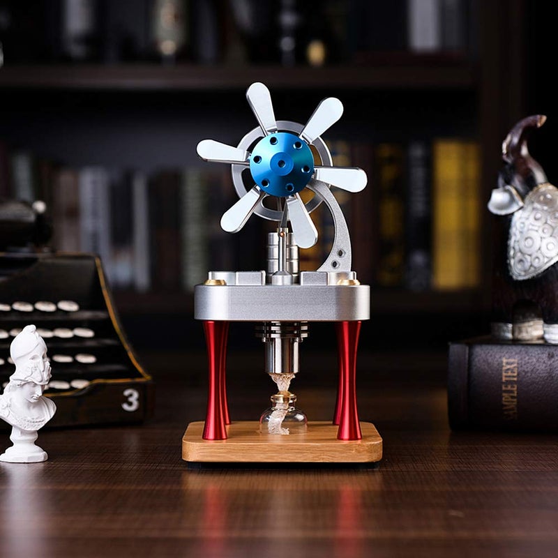Sunnytech Hot Air Stirling Engine Motor Model Science Physics Toy Home Office Desk Decor Kit M16-CF - Image 2