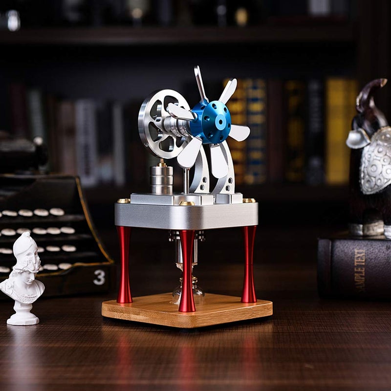Sunnytech Hot Air Stirling Engine Motor Model Science Physics Toy Home Office Desk Decor Kit M16-CF - Image 3