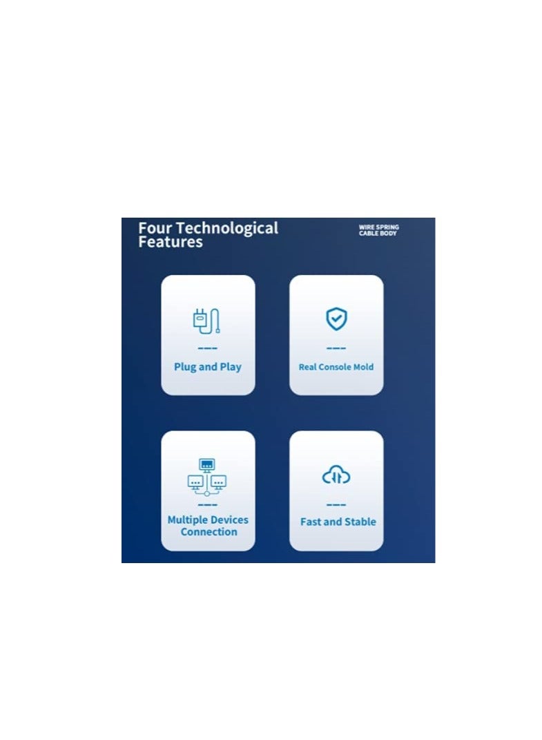 Barakah محور USB 5 منافذ لجهاز PS5، شاحن موزع عالي السرعة مع 4 USB + 1 منفذ شحن USB + 1 منفذ Type C، متوافق مع جهاز بلاي ستيشن 5 دوال سينس للعبة - Image 5