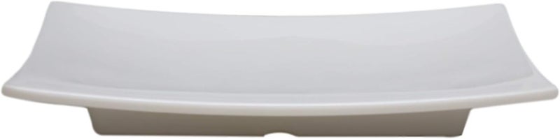Ebros Gift Ebros 825Wide Set Of 6 White Jade Melamine Curved Rectangular Contemporary Serving Plate or Slate or Dish Restaurant Supply For Japanese Skewers Appetizers Sushi Sashimi Dinner Platter - Image 3