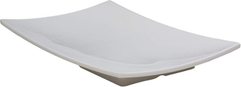Ebros Gift Ebros 825Wide Set Of 6 White Jade Melamine Curved Rectangular Contemporary Serving Plate or Slate or Dish Restaurant Supply For Japanese Skewers Appetizers Sushi Sashimi Dinner Platter - Image 4