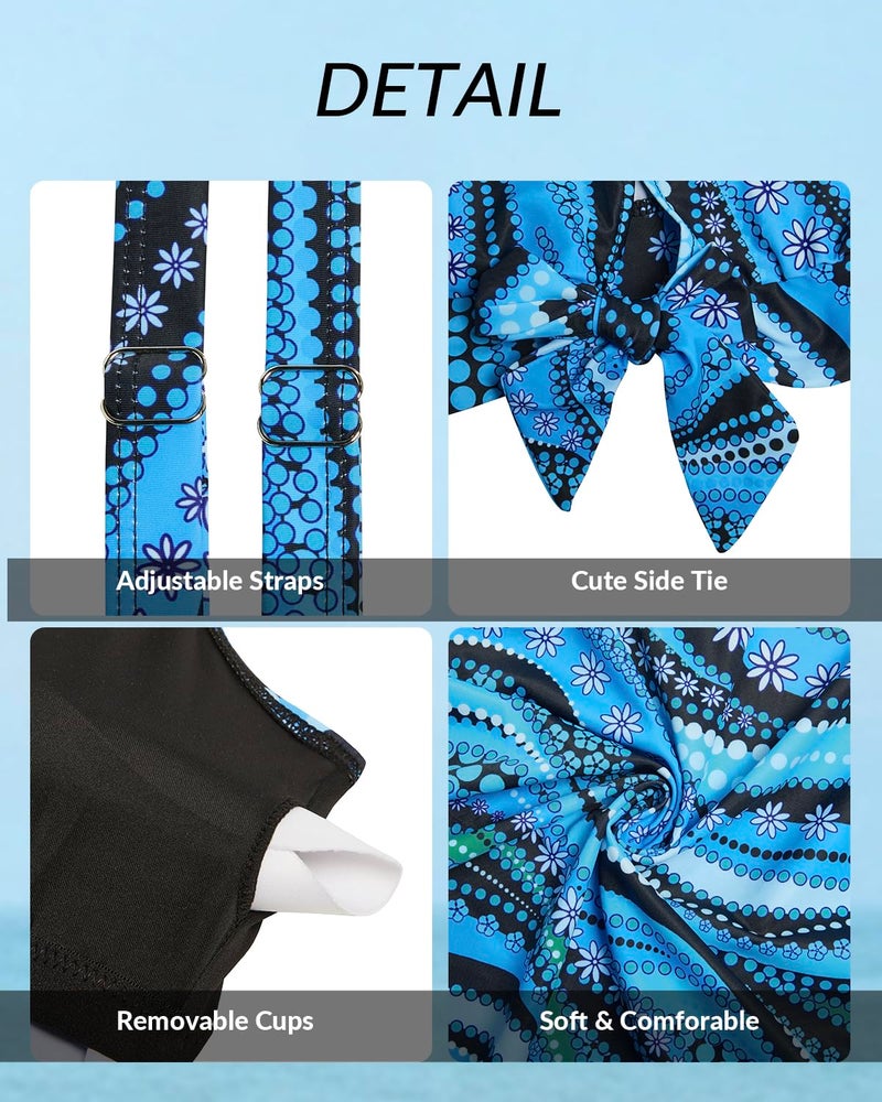 Yonique Womens Blouson Tankini Top Only Loose Fit Swim Top No Bottom Modest Swimsuit Blue Ripples X-Large - Image 5