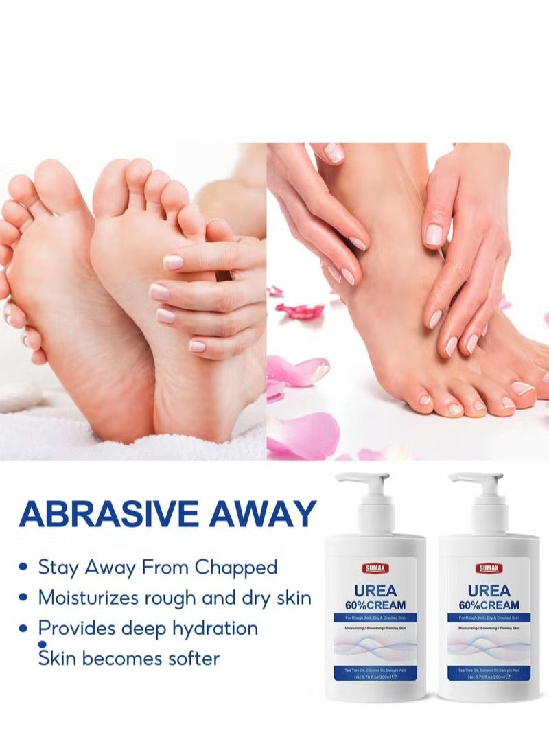 SUMAX كريم يوريا 60%، إصلاح كعب متشقق للقدمين واليدين، تخفيف جفاف الجلد مع كريم القدم بقوة قصوى، علاج يوريا للقدمين والعناية بالجسم، 200 مل - Image 3