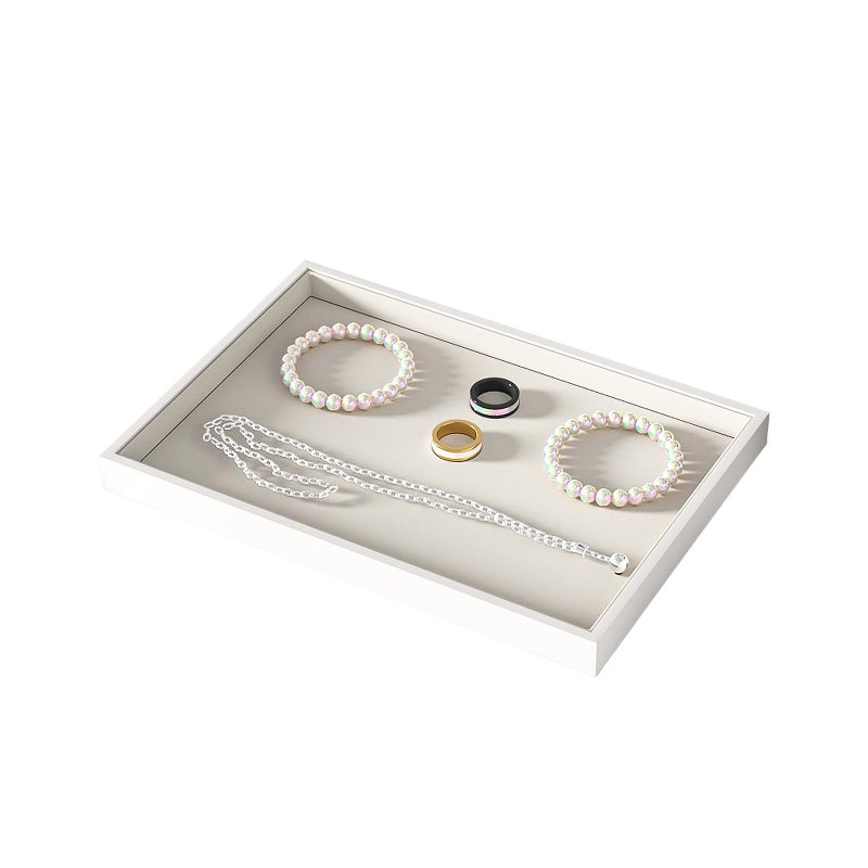 Julysky Jewelry Organizer Trays for Drawer,Jewelry Display Organizer Case for Women,Bracelet Necklace and Ring Display Stand for Selling,Velvet Jewelry Storage Display (Beige, Empty Plate) - Image 1