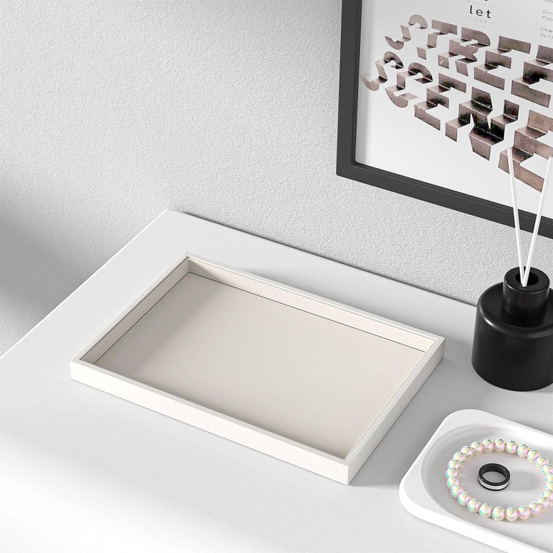 Julysky Jewelry Organizer Trays for Drawer,Jewelry Display Organizer Case for Women,Bracelet Necklace and Ring Display Stand for Selling,Velvet Jewelry Storage Display (Beige, Empty Plate) - Image 5