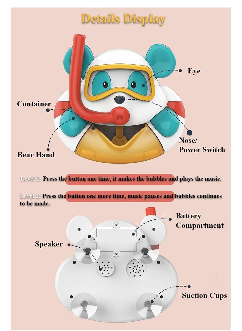 Generic - Bathtub Bubble Maker Kids Electric Cartoon Animal Bubble Blower Machine Bubble Machine   Bear Bath Toy with Music and Vacuum Suction Cups Bear - Image 1