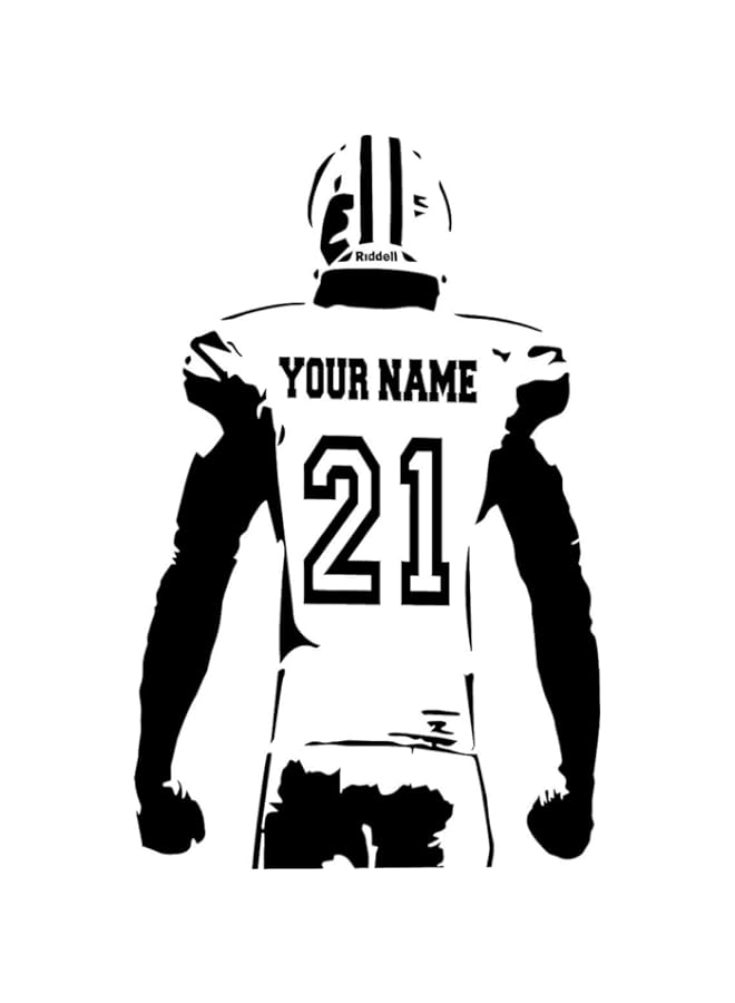 Raxoom BPABPA Personalized Custom Football Wall Decal - Choose Your Name - Numbers Custom Player Jerseys Vinyl Decal - Sticker Decor Kids Bedroom 3 (14x22 in) - Image 2