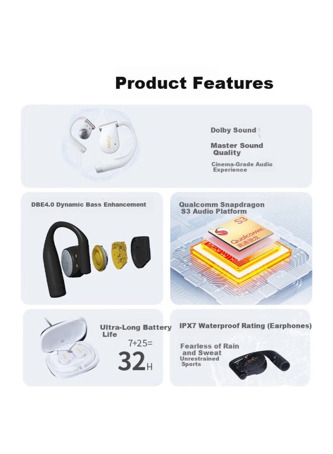 Cleer Air 2 Open-ear Wireless Bluetooth Sports Earphones With Dust Removal Pen Set Swan White - Image 4