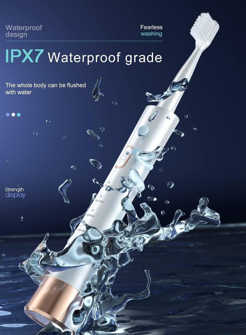 عام فرشاة أسنان كهربائية قوية قابلة لإعادة الشحن، 8 رؤوس للفرشاة، تبييض الأسنان، شحن لمدة 3 ساعات لمدة 120 يومًا، أبيض - Image 5