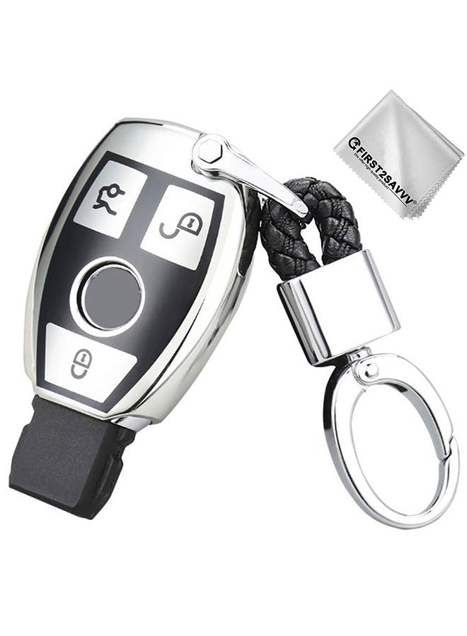 Electroplating Full Coverage Car Key Case With Key Ring - Image 1