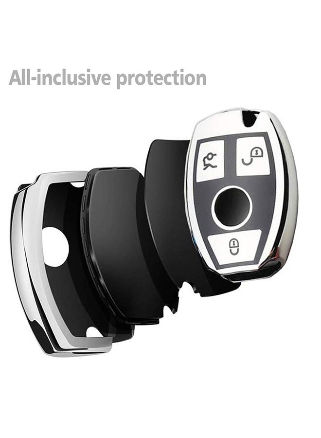 Electroplating Full Coverage Car Key Case With Key Ring - Image 3