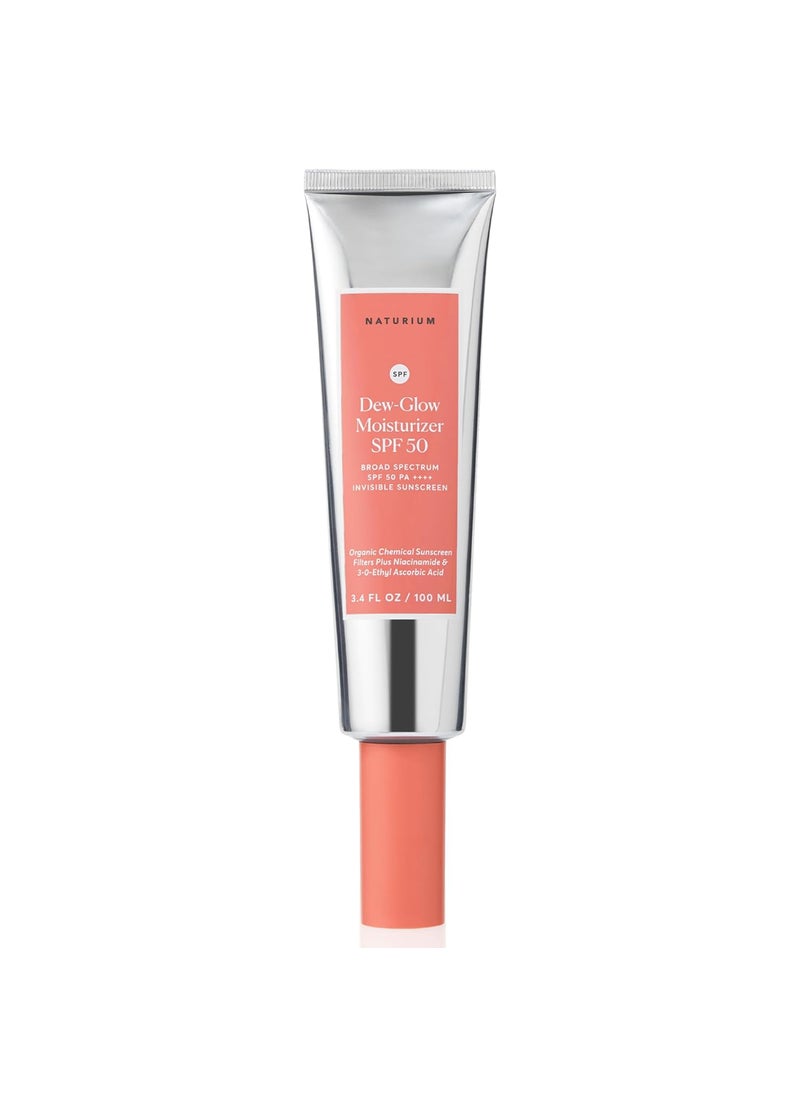 NATURIUM Naturium Dew-Glow Moisturizer SPF 50 PA++++ Jumbo, Daily Moisturizing Sunscreen & Face Primer, Skin Protector with Dewy Finish, 3.4 oz 