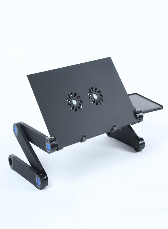Aluminium Adjustable Laptop Stand Lightweight Portable Laptop Table Office Laptop Riser Standing Desk with 2 Cooling Fans& Pad Sofa Couch Bed Tray - Image 1