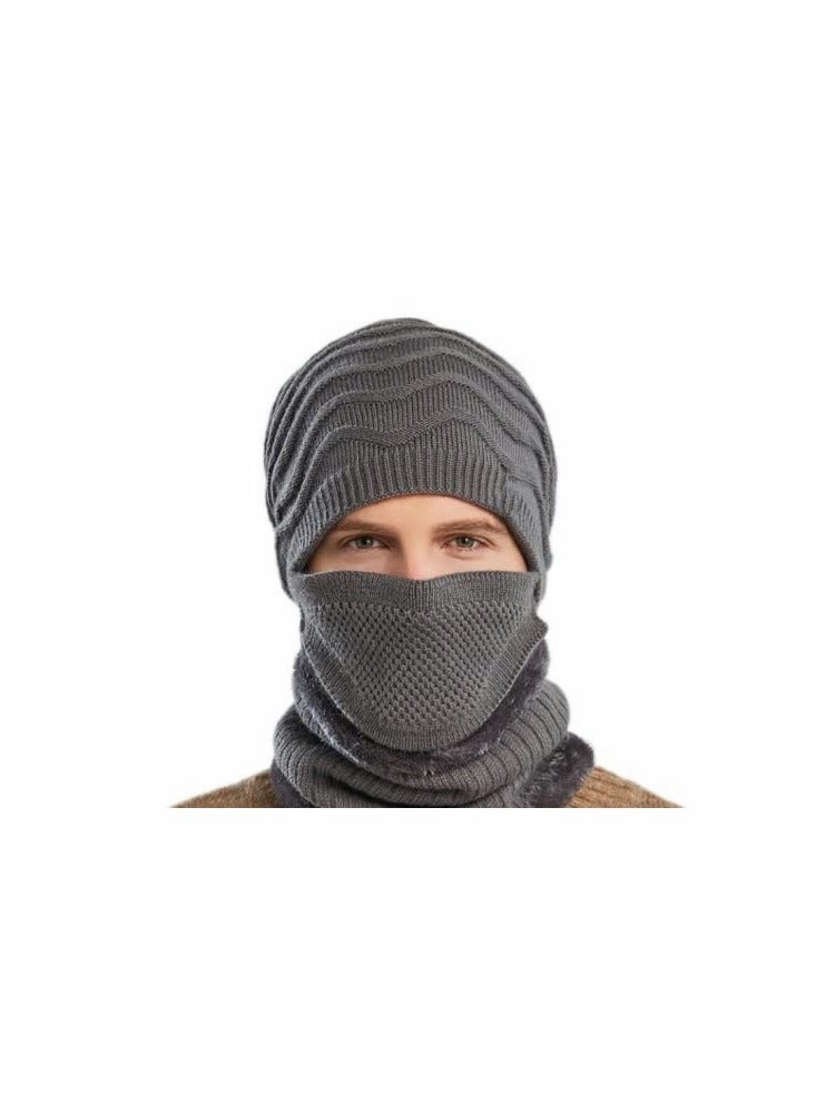 Excefore طقم قبعات شتوية محبوكة وشال (رمادي) - Image 1