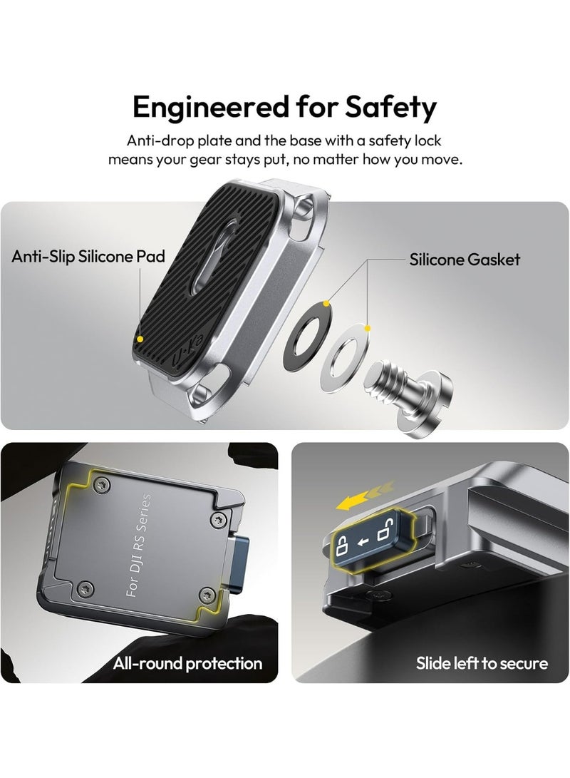 ULANZI C061 Camera Quick Release Plate, Quick Release Plate, for DJI RS2/3/3 Pro/4/4 Pro/RS 4 Mini Stabilisers, Cimbal Stabiliser Accessories, Maximum Load Capacity 6 kg - view 5
