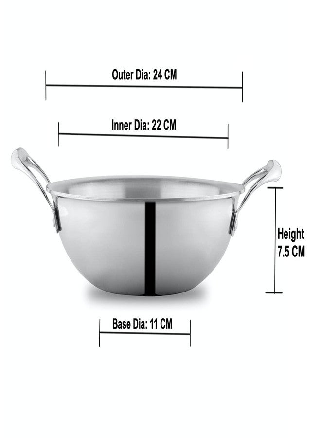 ATTIL - Triply Stainless Steel Kadai for Kitchen with Induction Base Kadhai and Heavy Duty Kadhai (Kadai, 22cm - 2 LTR.) - Image 2