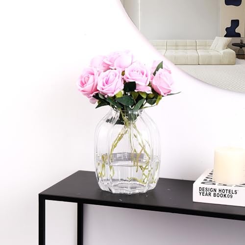 MCMCNCUIU Crystal Vases for Centerpieces, Flower Vases for Wedding Centerpieces, Black Glass Vase for Flowers, Curve Small Vase for Living Room, Bedroom, Kitchen, Dining Table, Set of 2 - Image 3