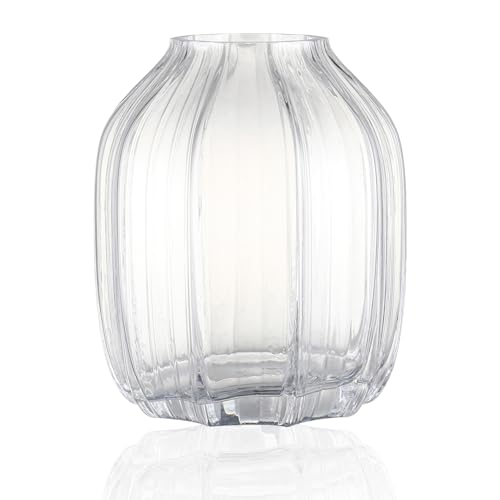 MCMCNCUIU Crystal Vases for Centerpieces, Flower Vases for Wedding Centerpieces, Black Glass Vase for Flowers, Curve Small Vase for Living Room, Bedroom, Kitchen, Dining Table, Set of 2 - Image 1