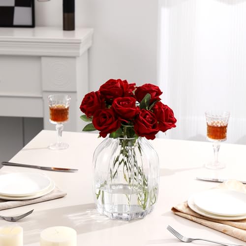 MCMCNCUIU Crystal Vases for Centerpieces, Flower Vases for Wedding Centerpieces, Black Glass Vase for Flowers, Curve Small Vase for Living Room, Bedroom, Kitchen, Dining Table, Set of 2 - Image 5