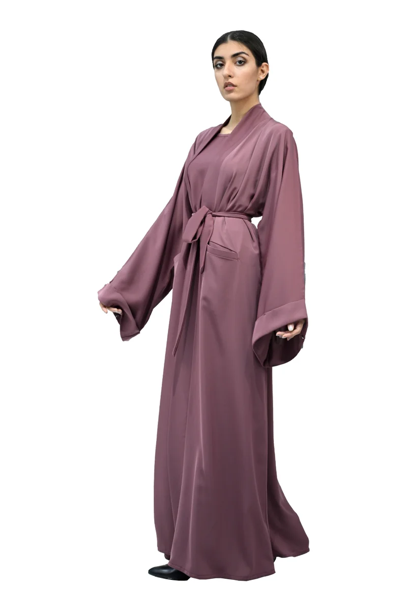 NUKHBAA Purple abaya with matching belt-708