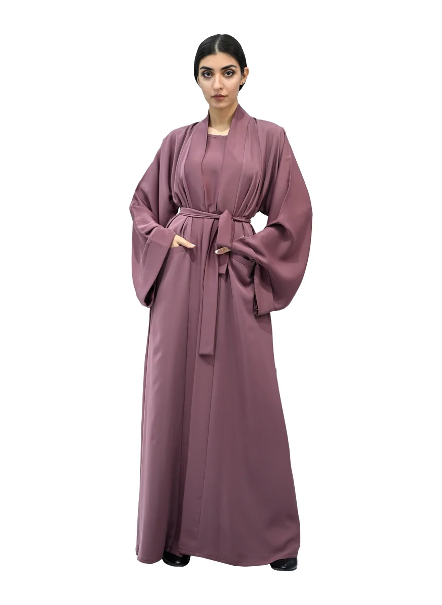 NUKHBAA Purple abaya with matching belt-708