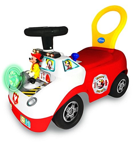 Kiddieland Disney Mickey Mouse Activity Fire Truck RideOn for Toddlers Lights  Sounds Push Car Siren and Music 1236 Months Stable Seat UnderSeat Storage - Image 1
