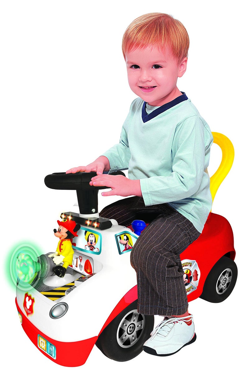 Kiddieland Disney Mickey Mouse Activity Fire Truck RideOn for Toddlers Lights  Sounds Push Car Siren and Music 1236 Months Stable Seat UnderSeat Storage - Image 3