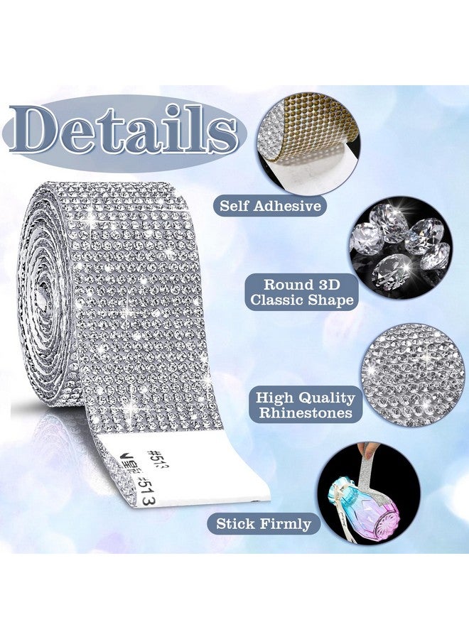 Cludoo 3 Rolls Rhinestone Ribbons Silver Self Adhesive Rhinestone Strips Diamond Rhinestone Roll Rhinestone Tape Bling Wrap Bling Stickers Rhinestones For Crafts Decoration Car Diy Wedding Party - Image 3