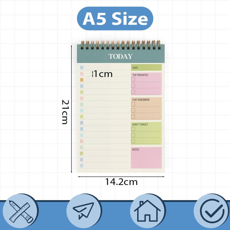OFFCUP Weekly Planning Pad, 1pc A5 To-Do List of Stains 52 Sheets (104 Pages), Removable Undated Daily Planner Notepads for School, Office & Staff, Blue - Image 3