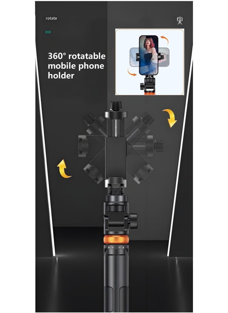 General - 62”/158cm Selfie Sticks Tripod, with Remote, Extendable Phone Tripod Camera Stand,360°Portable Selfie Stick Cell Phone Tripod for Travel/Vlogging/Filming(Black) - Image 1