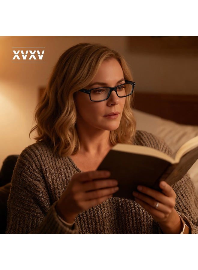 XVXV 2 Pairs +1.25 Reading Glasses,Blue Light Blocking Readers for Men Women,Anti Eyestrain/UV Lightweight Spring Hinges Eyeglasses - Image 3
