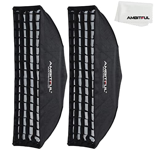 AMBITFUL 2PCS 22x90cm 9"x35" Beehive Honeycomb Grid Strip Softbox Bowens Mount for Studio Flash - Image 1