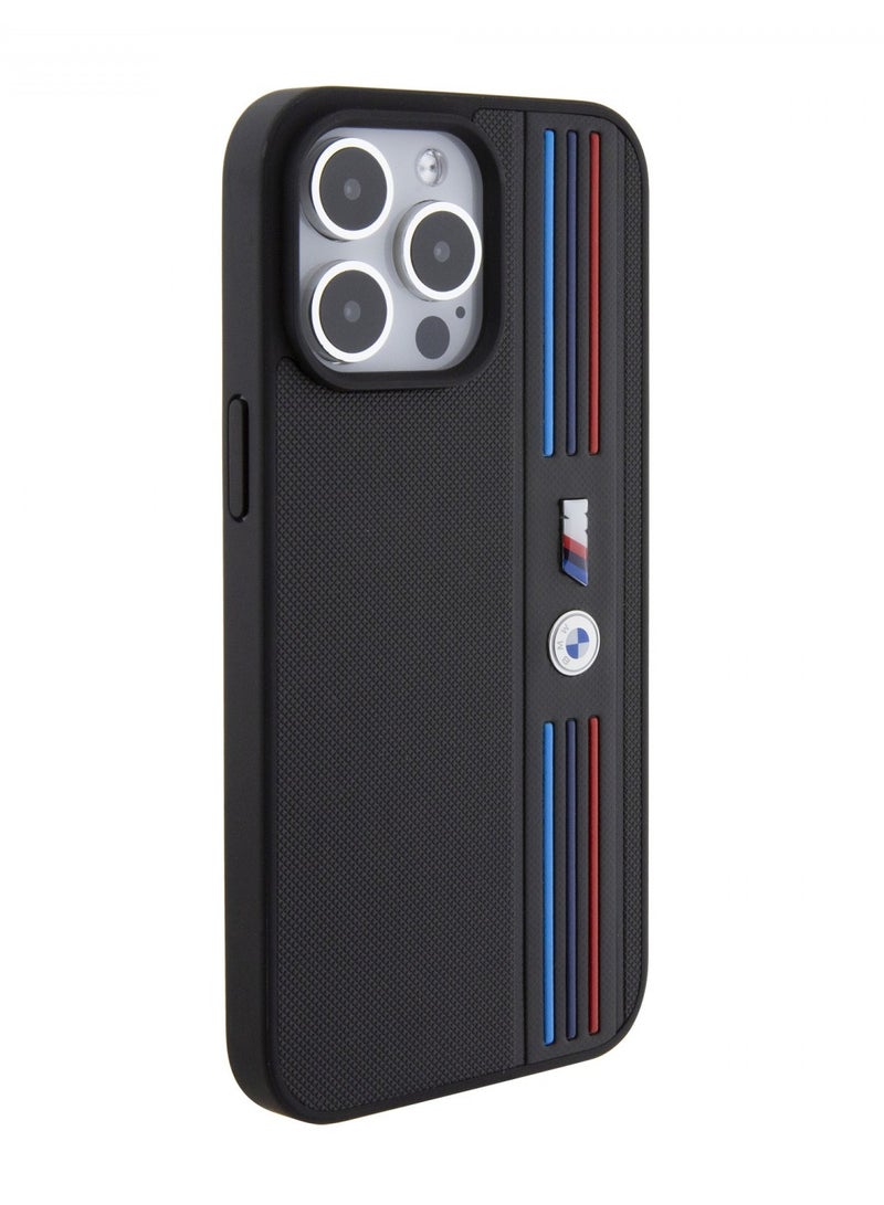 بي إم دبليو حافظة M البولي يوريثين من الجلد بنمط شبكي ثلاثي الألوان لهاتف آیفون 15 برو - أسود - Image 5