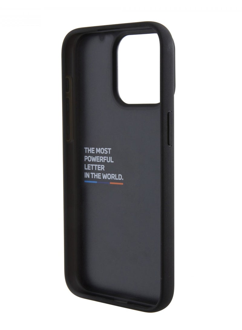 بي إم دبليو حافظة M البولي يوريثين من الجلد بنمط شبكي ثلاثي الألوان لهاتف آیفون 15 برو - أسود - Image 4