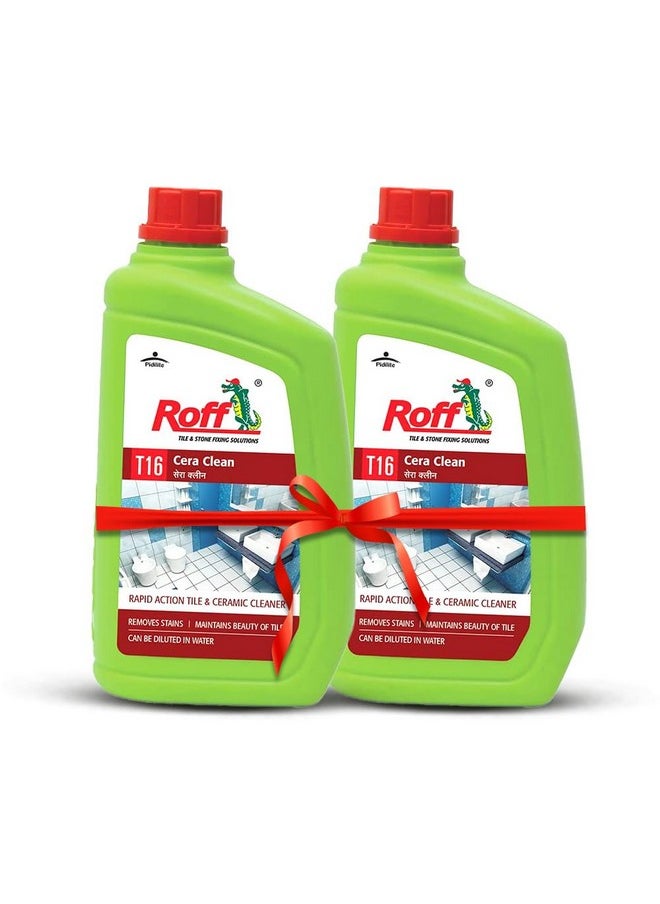 Pidilite Roff Cera Clean All Purpose Tile, Floor & Wall Cleaner 1 Litre X Pack Of 2, Advance Tile Cleaner For Kitchen, Bedroom & Bathroom Floors, Removes Grease, Dirt & Tough Stains  - Image 1