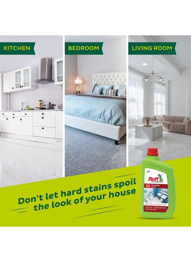 Pidilite Roff Cera Clean All Purpose Tile, Floor & Wall Cleaner 1 Litre X Pack Of 2, Advance Tile Cleaner For Kitchen, Bedroom & Bathroom Floors, Removes Grease, Dirt & Tough Stains  - Image 5