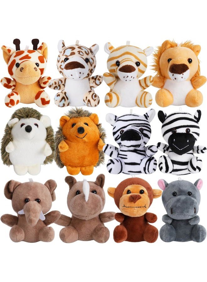 cideny Small Stuffed Animal Bulk - 12 Cute & Cuddly Small Plush Toys, 4.5 Inch Fluffy Stuffies, Animals Keychain Decoration, Carnival Prizes, School Gifts, Valentine's Day and More - Image 1