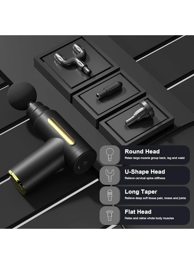 Deep Tissue Percussion Massage Gun (6 Speeds, 4 Heads) - Quiet, Portable Muscle Massager for Pain Relief & Athletic Recovery - Home & Fitness Use - Image 4