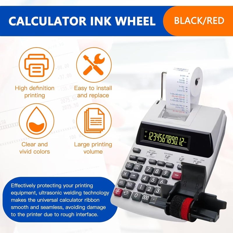 10 Pack Replacement For IR40T IR-40T CP13 MP-12D Calculator Ink Roller Printer Ribbons use For Canon Sharp EL-1750V, EL-1801V and More(Black/red, Individually Sealed) - Image 3