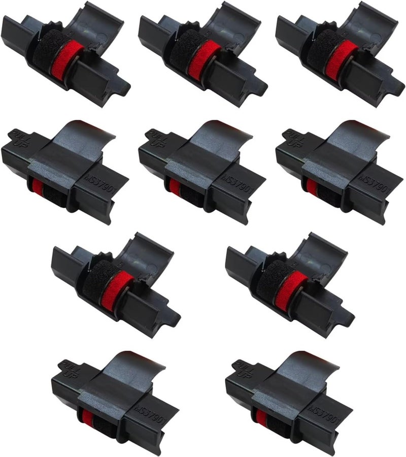 10 Pack Replacement For IR40T IR-40T CP13 MP-12D Calculator Ink Roller Printer Ribbons use For Canon Sharp EL-1750V, EL-1801V and More(Black/red, Individually Sealed) - Image 1