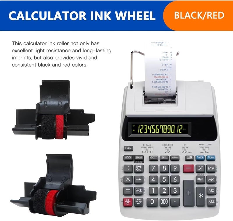 10 Pack Replacement For IR40T IR-40T CP13 MP-12D Calculator Ink Roller Printer Ribbons use For Canon Sharp EL-1750V, EL-1801V and More(Black/red, Individually Sealed) - Image 2