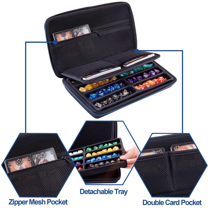 SIQUK Dice Case Compatible with DND Dice, Table Games Dice Case and Dice Roll Tray, Dice Tray and Storage Container Table RPG Case Organiser DND Organiser - Image 2