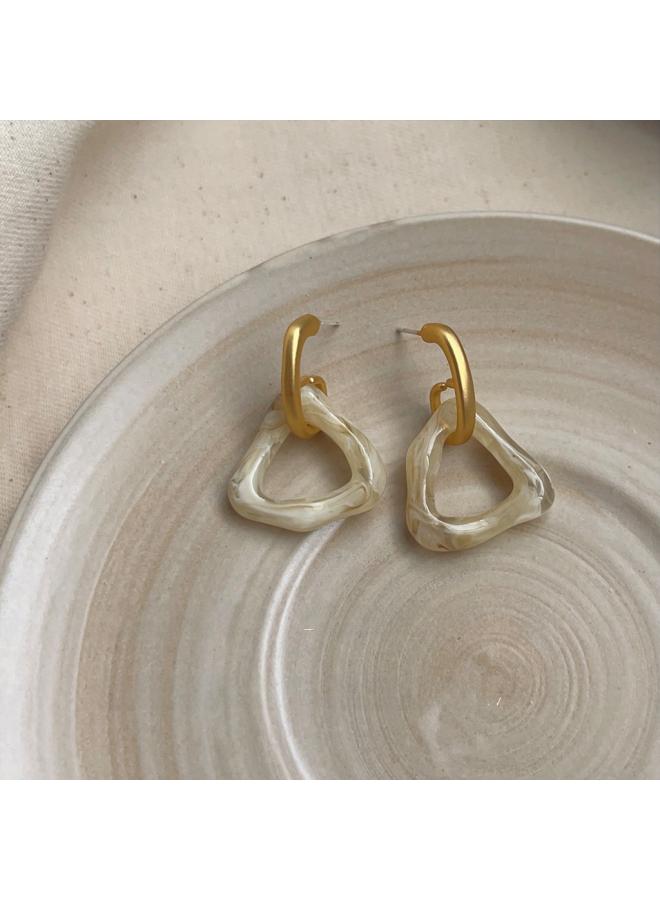 Retro Elegant Brown Earrings Female Geometric Blooming Acrylic Earrings Personality Fashion High Sense Earrings