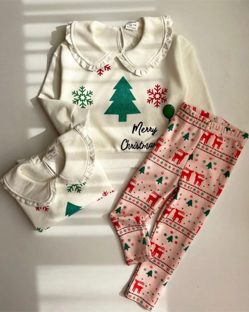 مينيمن جيجيليري My Little Ones Mary Crismas New Year Concept Tights Girls Set - Cream