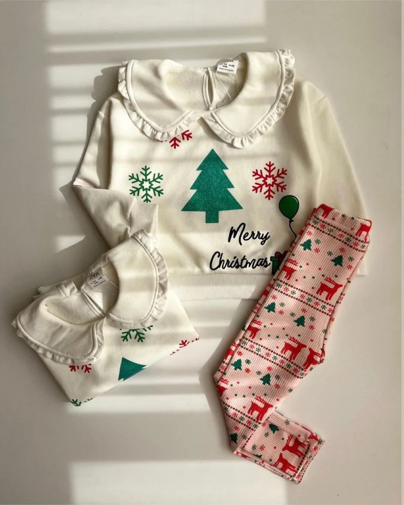 مينيمن جيجيليري My Little Ones Mary Crismas New Year Concept Tights Girls Set - Cream