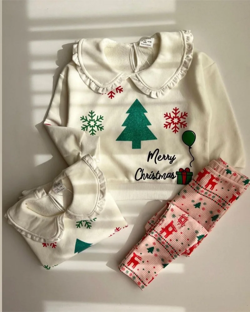 مينيمن جيجيليري My Little Ones Mary Crismas New Year Concept Tights Girls Set - Cream
