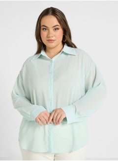 Ella Plus Sheer Button Down Shirt  - Image 1