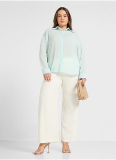 Ella Plus Sheer Button Down Shirt  - Image 4