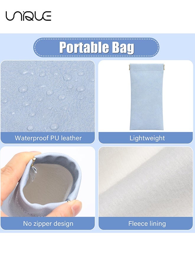 Unique 2 Pcs Sunglass Case - Portable Scratch Resistant Leather Glasses Case - Soft Leather Glasses Case - Travel Sunglasses Case for Women Men - Blue/Pink - Image 3