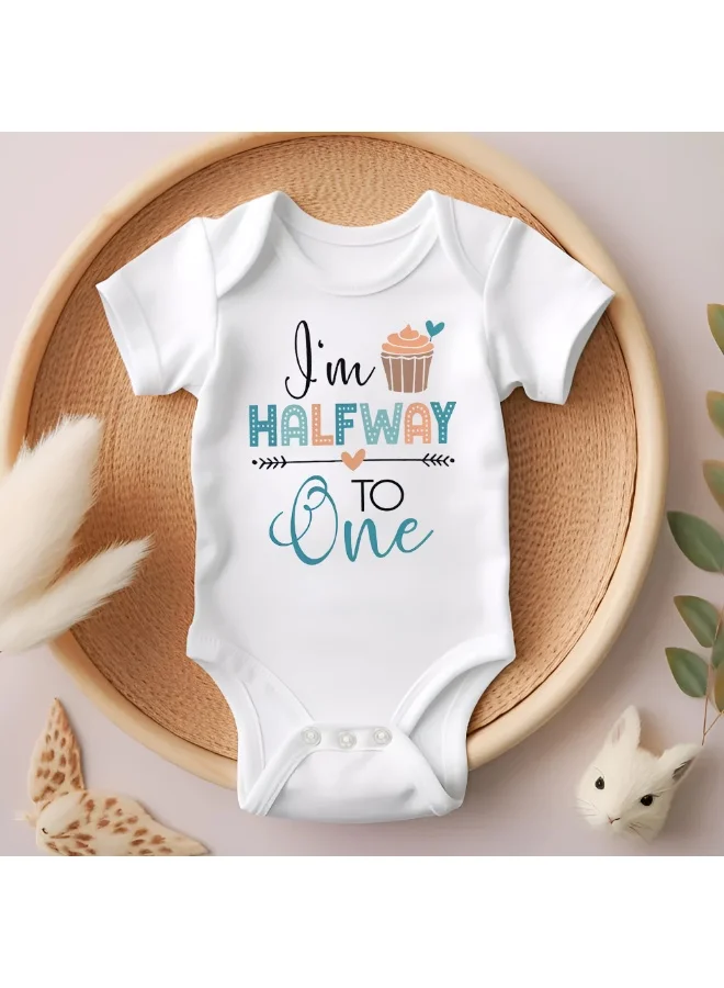 Matching Family Outfits Matching Family Outfits Half Birthday Baby Bodysuit – Newborn Romper with Envelope Neck – Cute Halfway to One Outfit – Soft Cotton Short Sleeve Jumpsuit for 6-Month Baby Girls and Boys – Comfortable & Adorable Gift